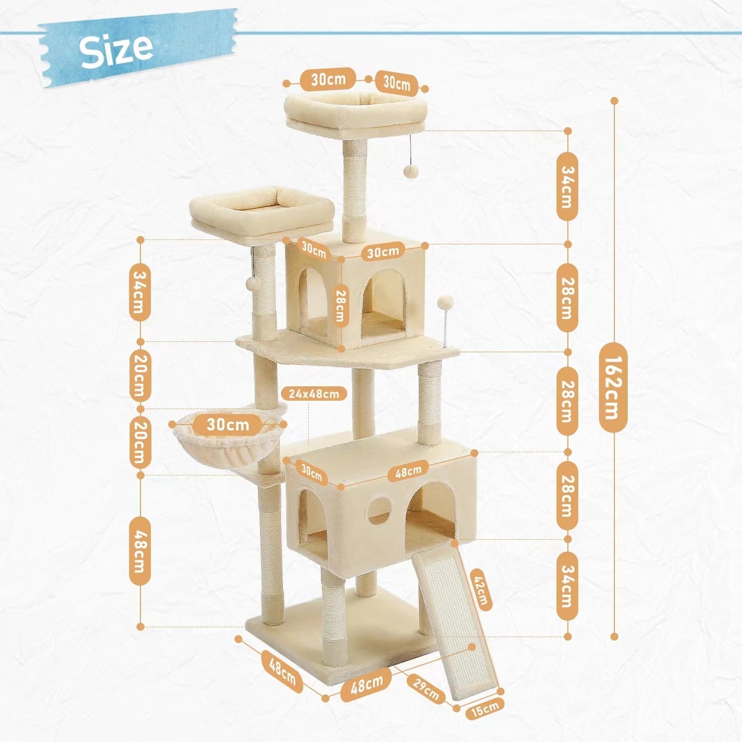 Multi-Level Cat Tree Luxury Cat Tower with Condo Hammock Cat Scrapers with Scratching Post Cat Accessories Cat Toy