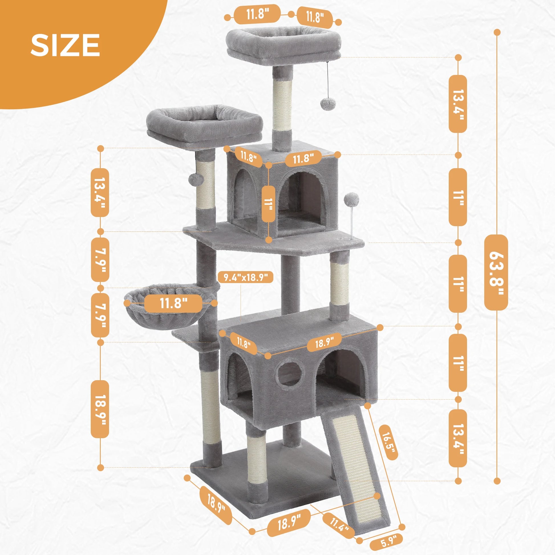 Multi-Level Cat Tree Luxury Cat Tower with Condo Hammock Cat Scrapers with Scratching Post Cat Accessories Cat Toy