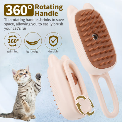 Cat Steam Brush, Cat Claw 3 in 1 Cat Brush with Steam, Cat Steam Brush for Massage, Self Cleaning Steam Cat Brush, Pet Hair Cleaning Brush Comb for Cats Dogs