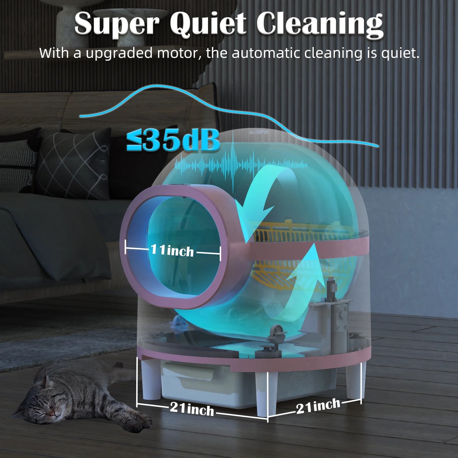 Self Cleaning Cat Litter Box for Multiple Cats, Smart Automatic Cat Litter Box with Wifi APP Control, 65L Large Capacity with Cat Mat & Cleaning Kit Liner & Odor-Removal